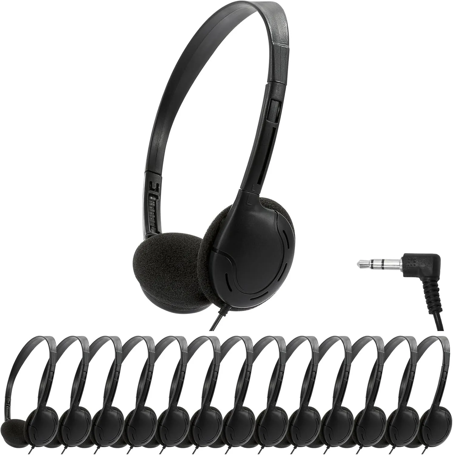 10 Pack Bulk Headphones for Kids, Wire Headphones Bulk for School, Classroom, Libraries, Museums, On-Ear Headphones Class Set for Teenagers, Boys, Girls, Adjustable with 3.5 mm Jack