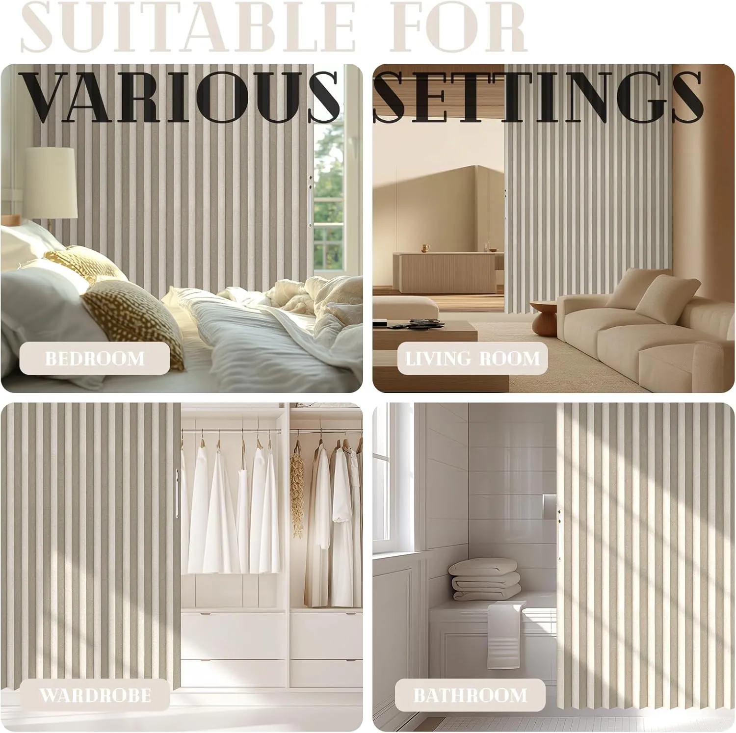 100% Blackout Curtains Patio Door Curtain Accordion Door Sliding Door Curtains Extra Wide Blackout Curtains Used for Room Divider(Off-White 98" W x 84" L)