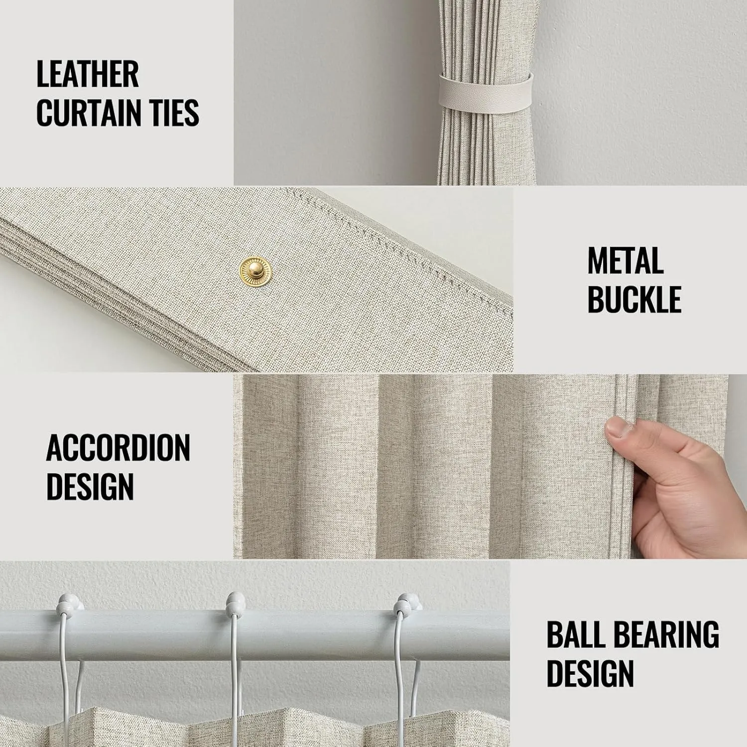 100% Blackout Curtains Patio Door Curtain Accordion Door Sliding Door Curtains Extra Wide Blackout Curtains Used for Room Divider(Off-White 98" W x 84" L)