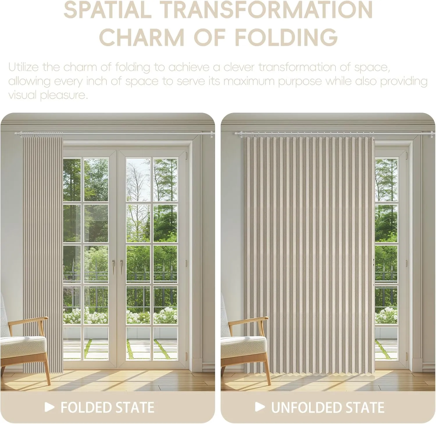 100% Blackout Curtains Patio Door Curtain Accordion Door Sliding Door Curtains Extra Wide Blackout Curtains Used for Room Divider(Off-White 98" W x 84" L)
