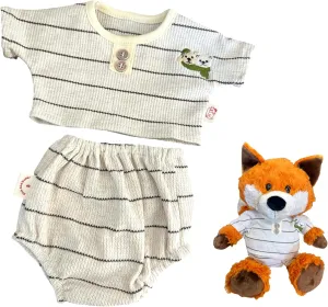 10inch Teddybear,28cm bumbly Bear and Bartholomew,Stuffed Animals Fox Doll Clothes,Without Doll Clothes only（2pc Stripe Clothes Set Includes 1 Shirt,1 Doll Pants