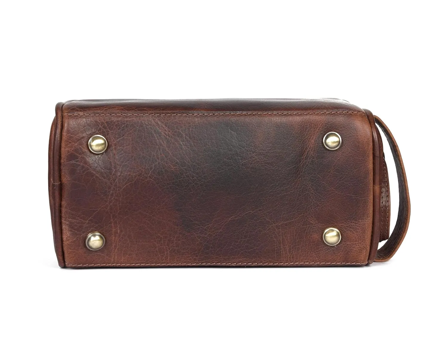 10" Premium Leather Toiletry Travel Pouch With Waterproof Lining | King-Size Handcrafted Vintage Dopp Kit By Aaron Leather Goods (Chocolate)