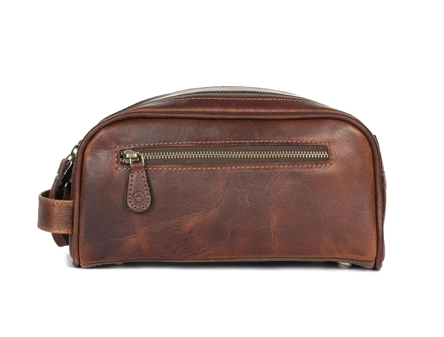 10" Premium Leather Toiletry Travel Pouch With Waterproof Lining | King-Size Handcrafted Vintage Dopp Kit By Aaron Leather Goods (Chocolate)