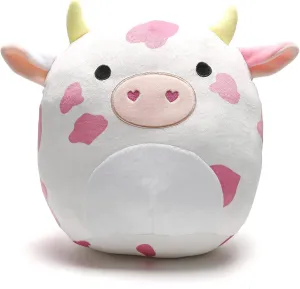 12" Spotted Cow Plush Pillow - 4D Cute Cow Print Pattern with Brown Spots, White Belly - Super Soft Plush Stuffed Animals Toy for Home Car Decoration - Birthday Gifts for Kids or Lovers