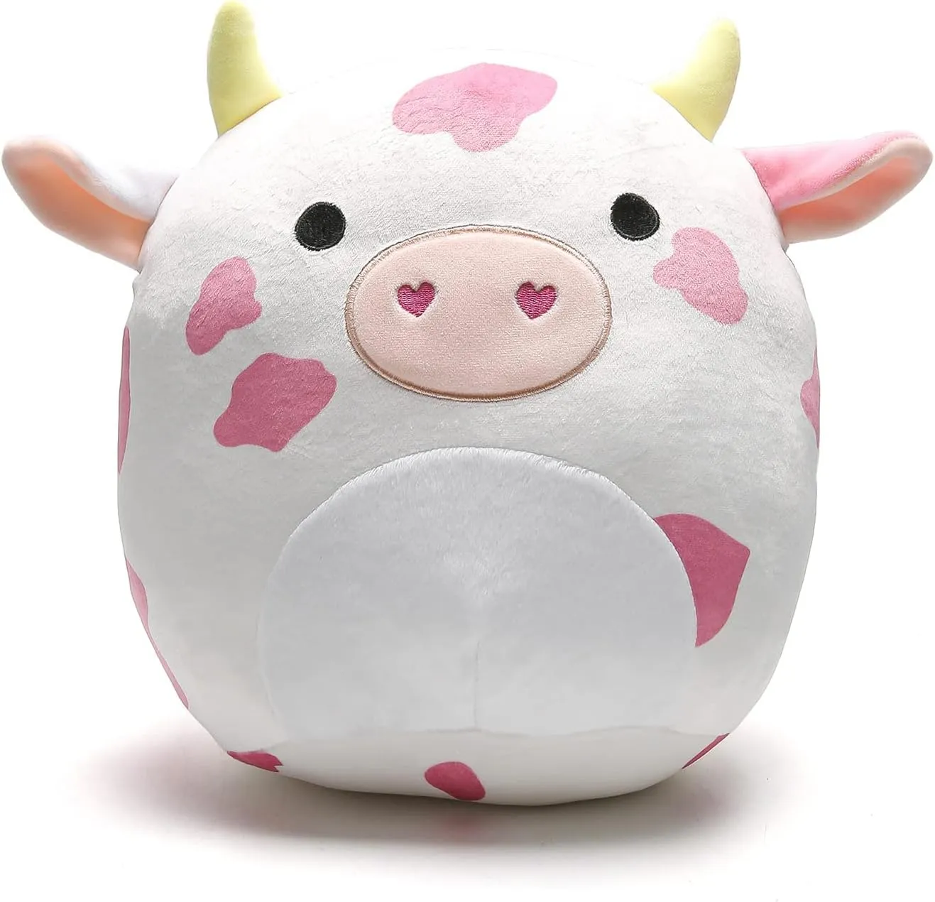 12" Spotted Cow Plush Pillow - 4D Cute Cow Print Pattern with Brown Spots, White Belly - Super Soft Plush Stuffed Animals Toy for Home Car Decoration - Birthday Gifts for Kids or Lovers