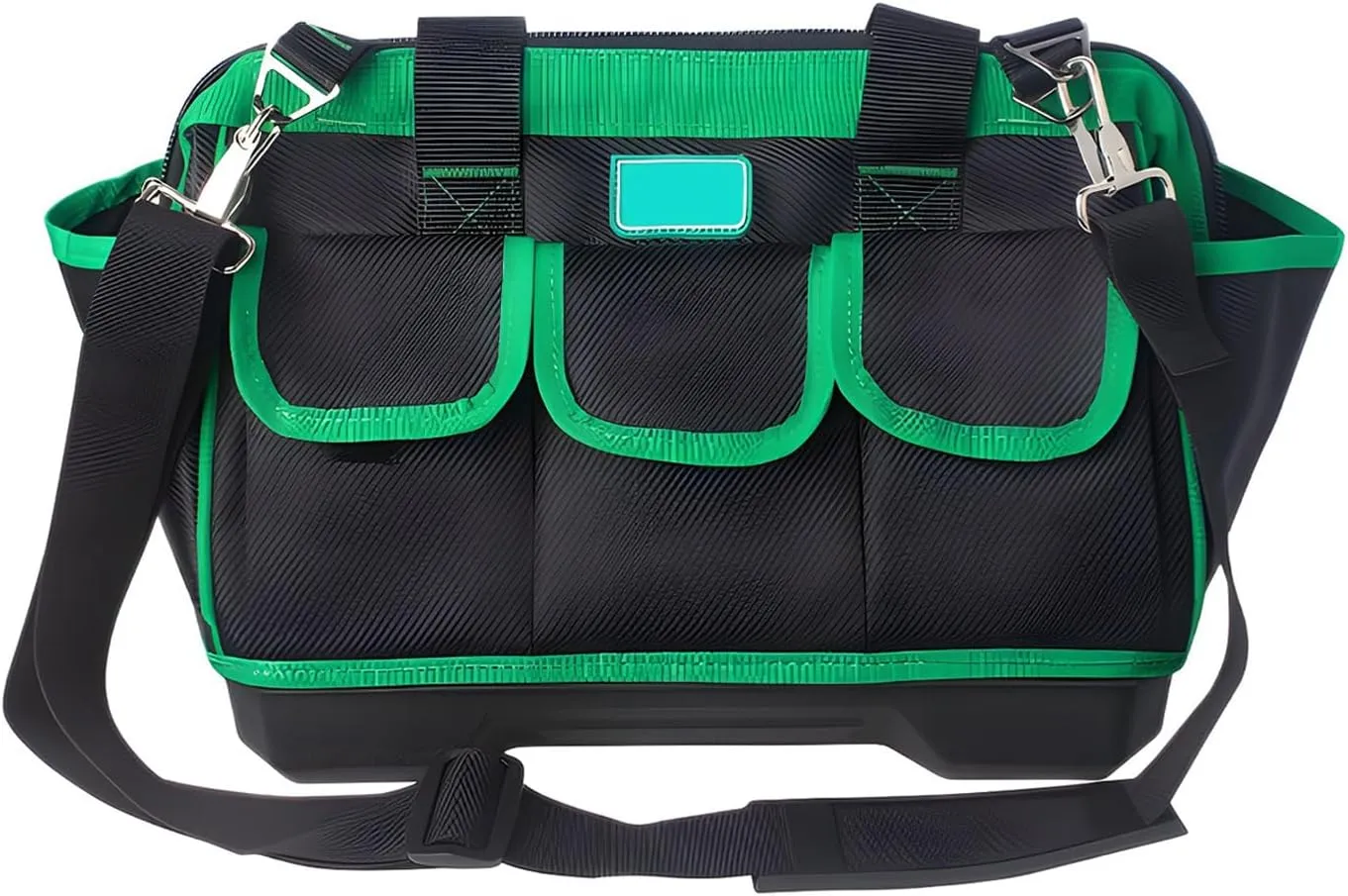16in/18in/20in Tool Bag Adjustable Shoulder Strap Wide Mouth Tool Bag with 8 Exterior Pockets Rubber Handle