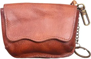 1PCS Leather Change Purse Key Coin Purse in Cowhide Leather Genuine Leather Wallet Coin Purse for Men and Women (Light brown)
