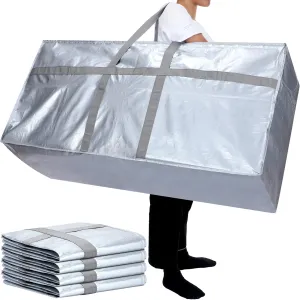 2 Pcs 66 Gallon Large Storage Bags with Zipper and Handles Foldable Moving Bags Heavy Duty Extra Large Tote Duffle Bag for College Dorm Travel Clothes Blankets Bedding Moving(Silvery)