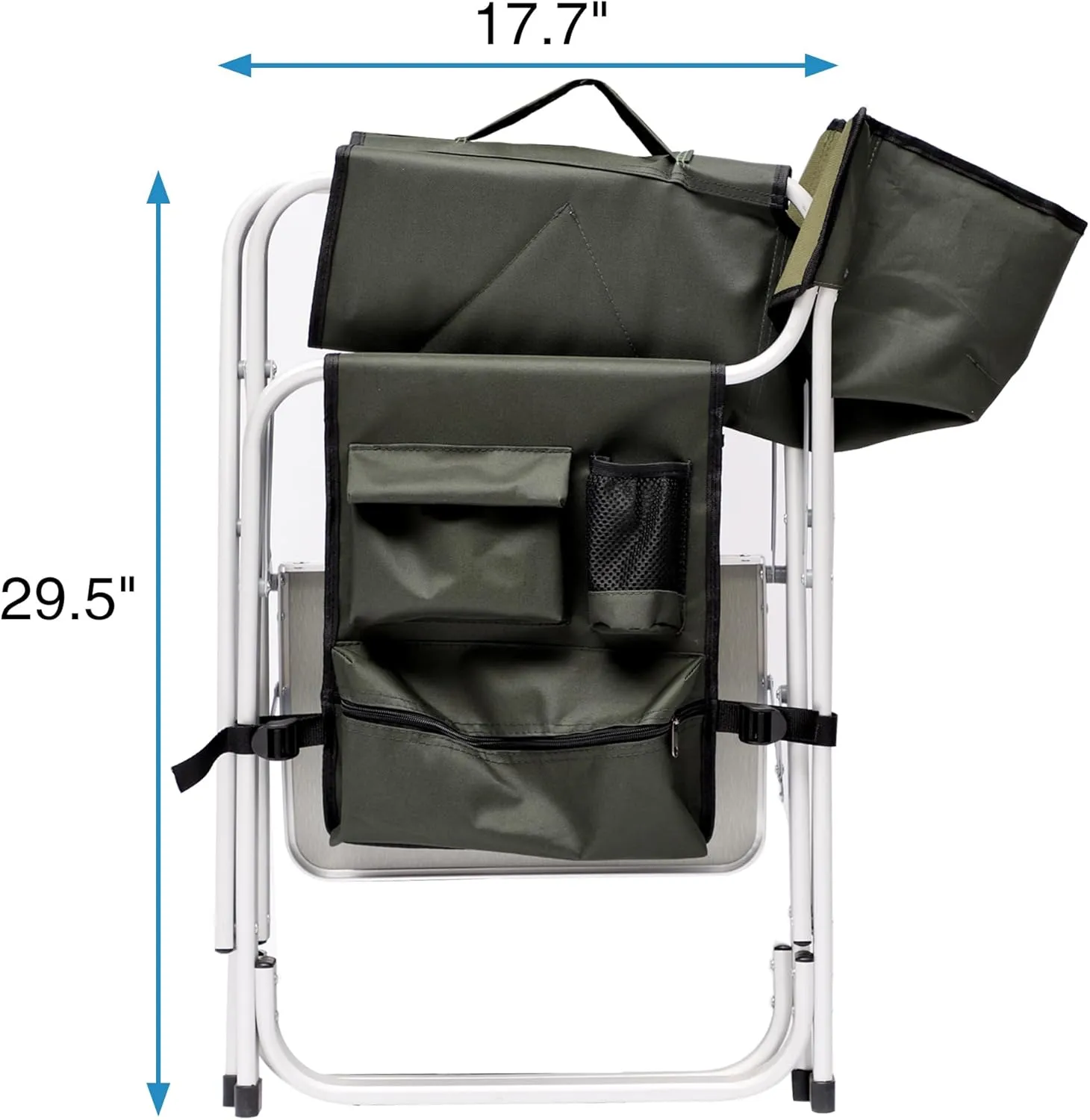 2-Piece Padded Folding Outdoor Chairs with Storage Pockets, Portable Outdoor Camping Chair, Lightweight Oversized Directors Chair for Picnics and Fishing, Green