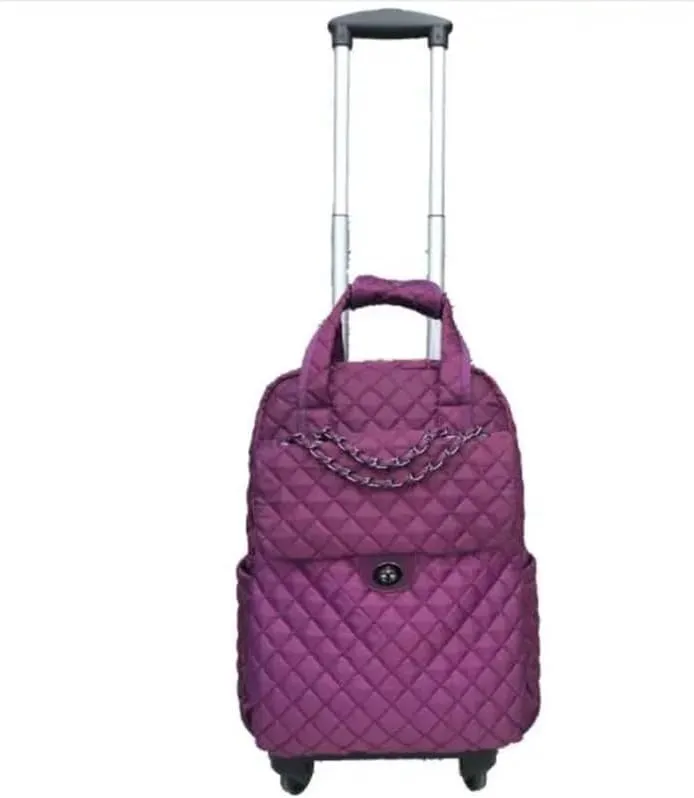 20 Inch Women carry on hand Luggage bag Cabin travel Trolley Bags wheels rolling luggage backpack Trolley Suitcase wheeled Bag(Red 20 Inch)