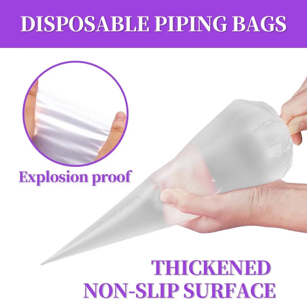 24 Inch Disposable Large Piping Bags,100 PACK Extra Large Thick Pastry Bags with 6 Bag Ties, Thickened Icing Bags,Cake Decorating Bags,Frosting Bags for Cake Decorating Cream Frosting