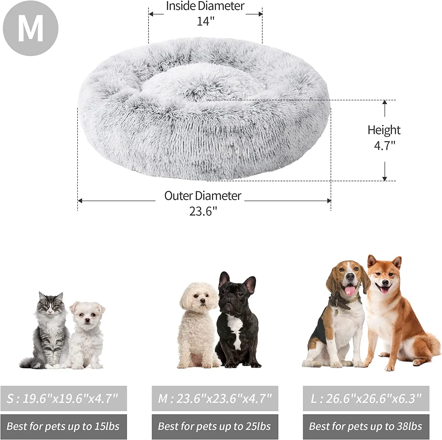 24In Cat and Small Dog Bed, gray, by Love's Cabin