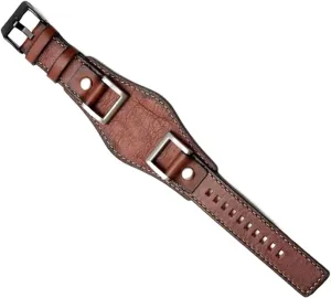 24mm Genuine Leather Watch Band for Fossil JR1157 Vintage Style Strap with Stainless Steel Joint