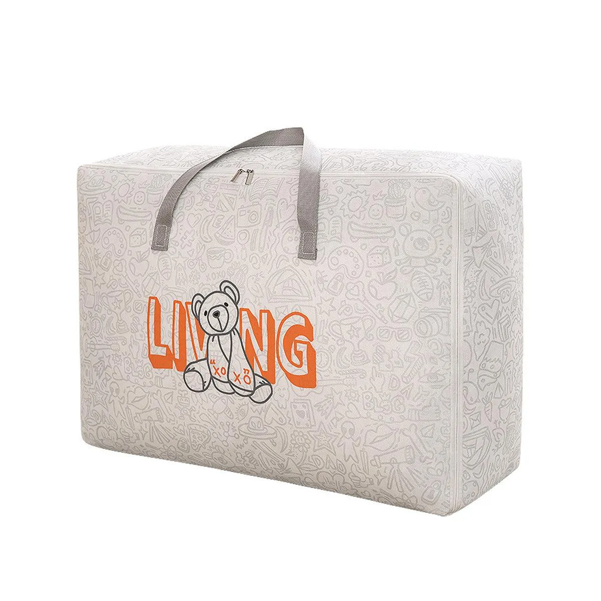 2pcs Cartoon Bear Luggage Organizer Storage Bags Blanket Quilt Closet Box Set