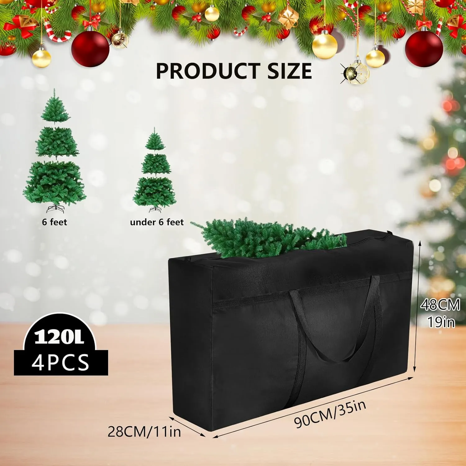 4 Pack 120L Large Storage Bags, Extra Large Moving Bags with Zips for Moving Storage Clothes Bedding Comforter Quilt Blankets Christmas Storage Containers