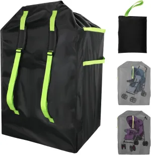 47.24x24 Inch Stroller Bag for Airplane, Foldable Stroller Travel Bag with Adjustable Shoulder Strap & Handle Waterproof Portable Baby Stroller Cover for Gate Check Car Seat (Black)