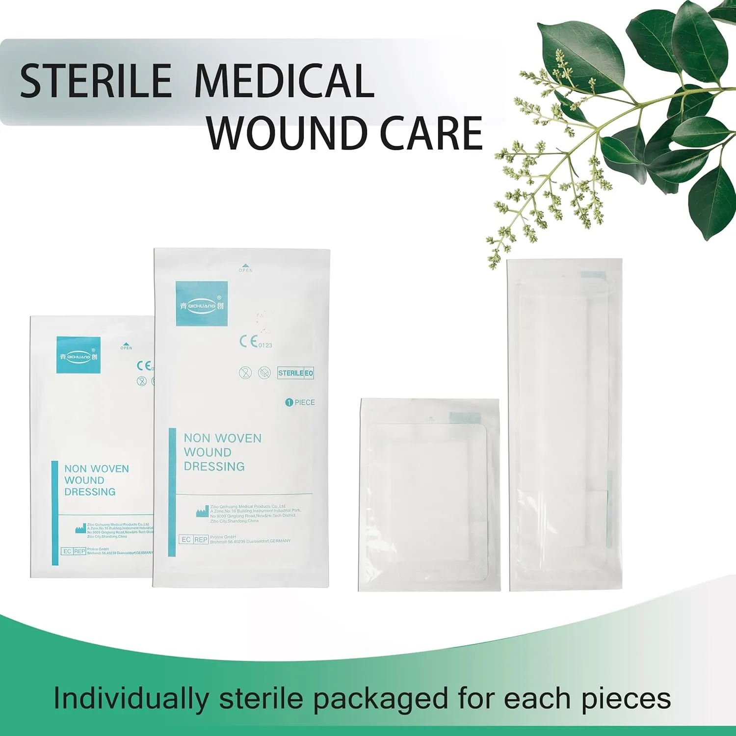 4X8 Inches Extra Large Sterile Adhesive Island Wound Dressing Bandages - Non Woven Cover Bordered Gauze Pads, 25 Individually Pack, High Absorbent, Medical Grade by QICHUANG(4X8 INCHES - C25)