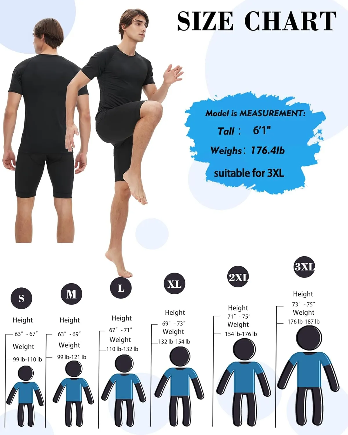 5 Pack Compression Shirt for Men Compression Shirts Short Sleeve Cool Dry Athletic Workout Base Layer Undershirt Tops