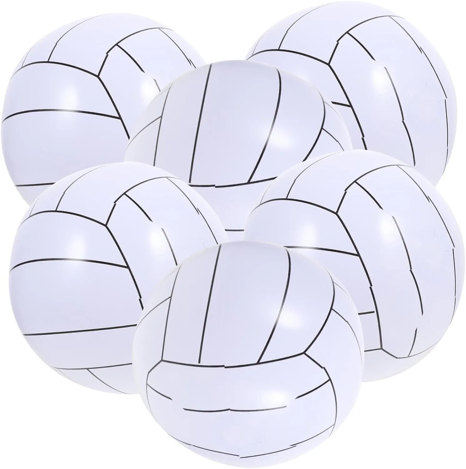 6 Pack Inflatable Pool Soccer Balls Giant Beach Inflatable Balls for Adults Teens PVC Material Pool Toys Set Random