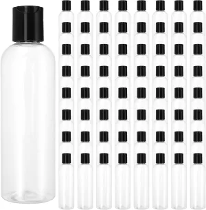 60 PCS 4oz Clear Plastic Empty Bottles, Squeezable Travel Containers with Black Disc Cap, Refillable Empty Lotion Bottles for Shampoo Lotions Shower