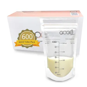 600 Count (10 Pack of 60 Bags) MAX Value Pack Breastmilk Storage Bags - 7 OZ, EACH PRE-STERILIZED By Gamma Ray, BPA Free, Leak Proof Double Zipper Seal, Self Standing (60 Count (Pack of 10))