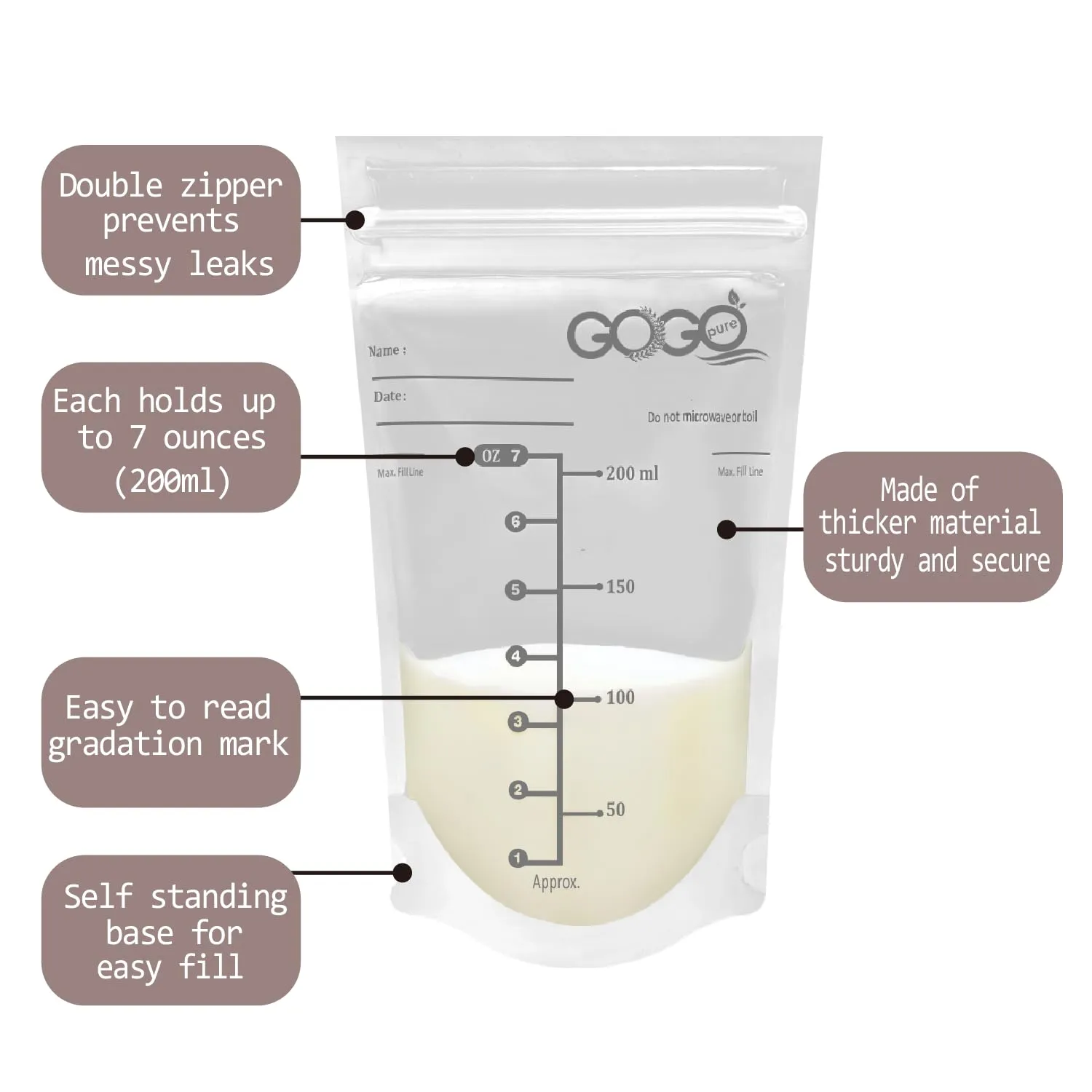 600 Count (10 Pack of 60 Bags) MAX Value Pack Breastmilk Storage Bags - 7 OZ, EACH PRE-STERILIZED By Gamma Ray, BPA Free, Leak Proof Double Zipper Seal, Self Standing (60 Count (Pack of 10))