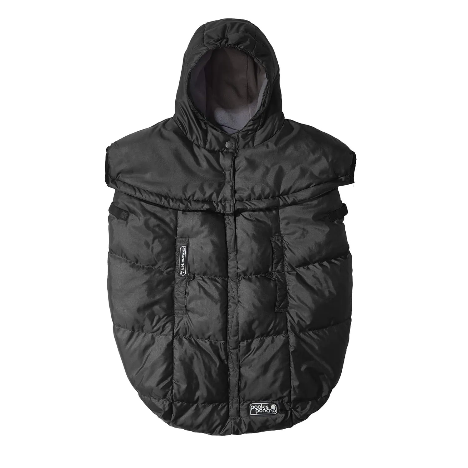 7AM Pookie Poncho Cover for Baby Carrier - Water Repellent & Ultra Soft Micro-Fleece Lining Bunting Bag with Adjustable 2 Hoods, Multifunctional Stroller & Winter Car Seat Cover | (0-4T)