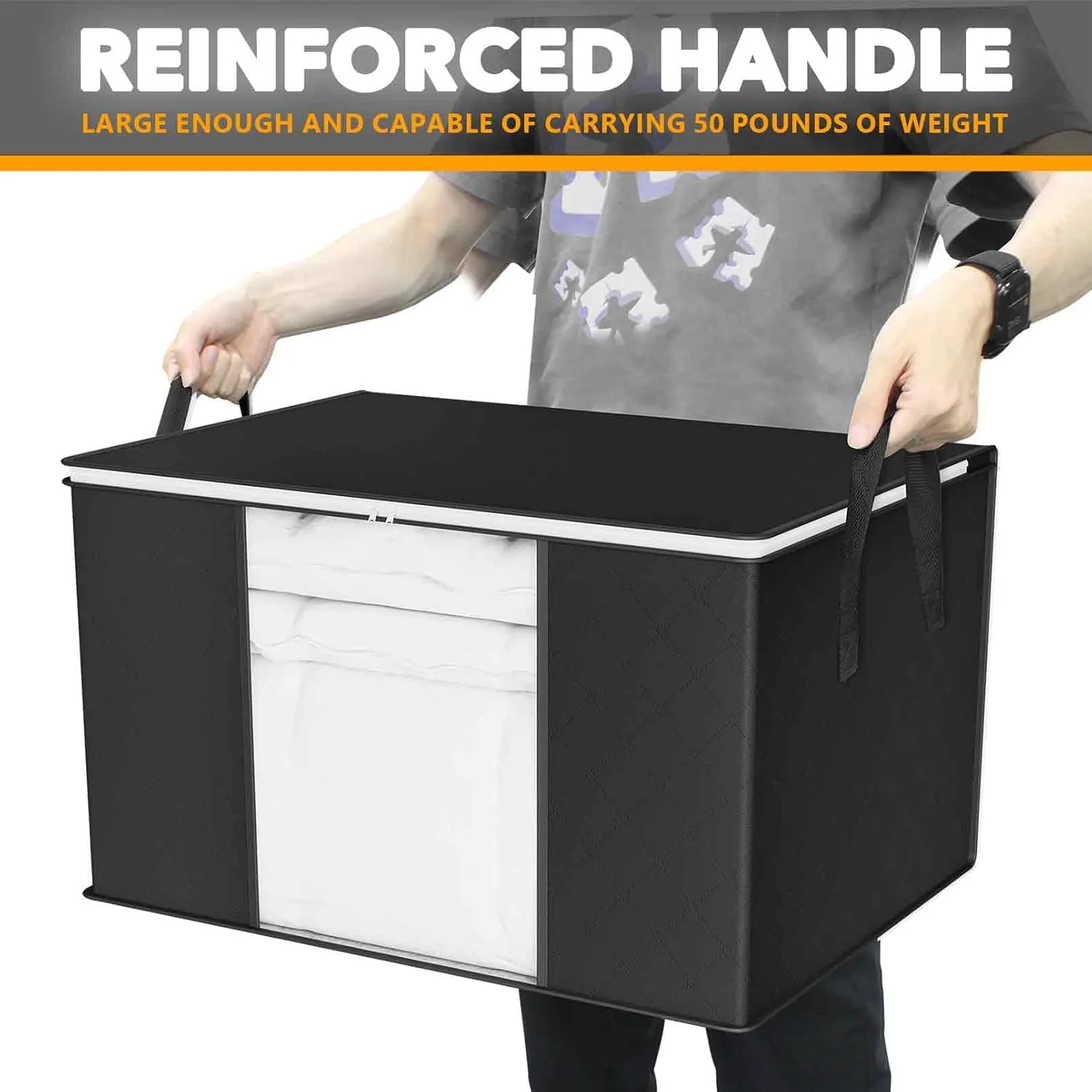 8 Pack 90L Large Storage Bins Black