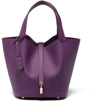 8 Top Layer Cowhide Bucket Cabbage Basket Genuine Leather Women's Bag