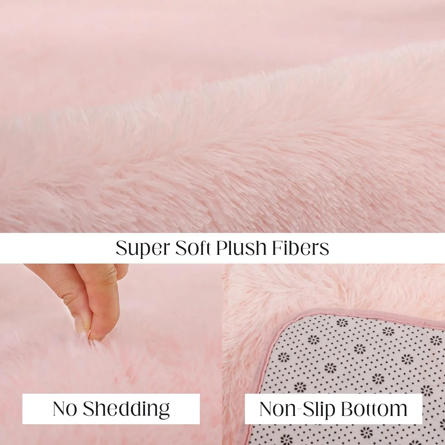 9x12 Pink Fluffy Rug, Ultra Soft Area Rugs for Living Room, Plush Rugs for Bedroom, Non-Slip Indoor Carpet for Nursery, Study Room, Kids Room, Room Decor