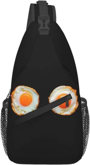 A Couple Of Fried Egg Crossbody Bag Cross Chest Bag Adjustable Sling Backpack Sports Gym Shoulder Bags Travel Cycling Daypack Diagonally Casual Rucksack