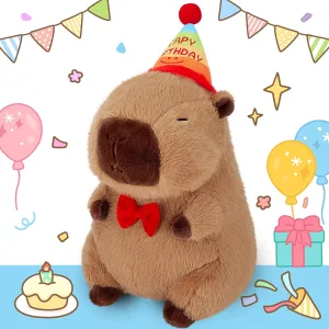 Achwishap Capybara Plush,Cute Plushies Capybara Stuffed Animal,Capybaras Plush Toys,Kawaii Plushie Stuffed Toy with Birthday Hat Plushie Gift for Kids Adults Birthday(Capybara with Birthdays Hat,18”)