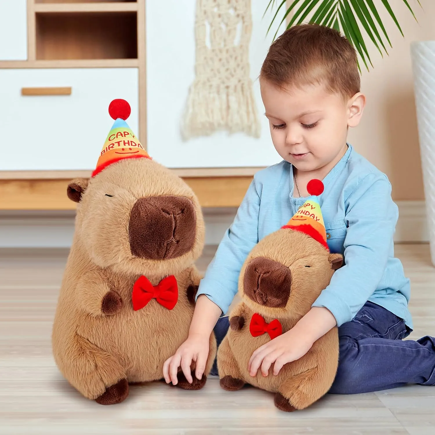 Achwishap Capybara Plush,Cute Plushies Capybara Stuffed Animal,Capybaras Plush Toys,Kawaii Plushie Stuffed Toy with Birthday Hat Plushie Gift for Kids Adults Birthday(Capybara with Birthdays Hat,18”)