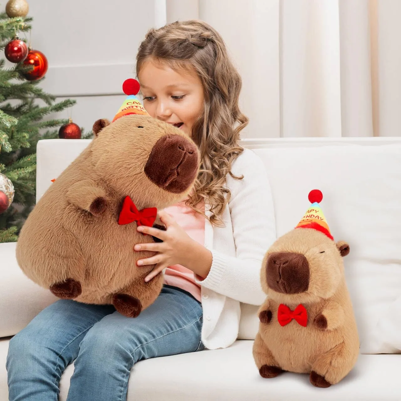 Achwishap Capybara Plush,Cute Plushies Capybara Stuffed Animal,Capybaras Plush Toys,Kawaii Plushie Stuffed Toy with Birthday Hat Plushie Gift for Kids Adults Birthday(Capybara with Birthdays Hat,18”)