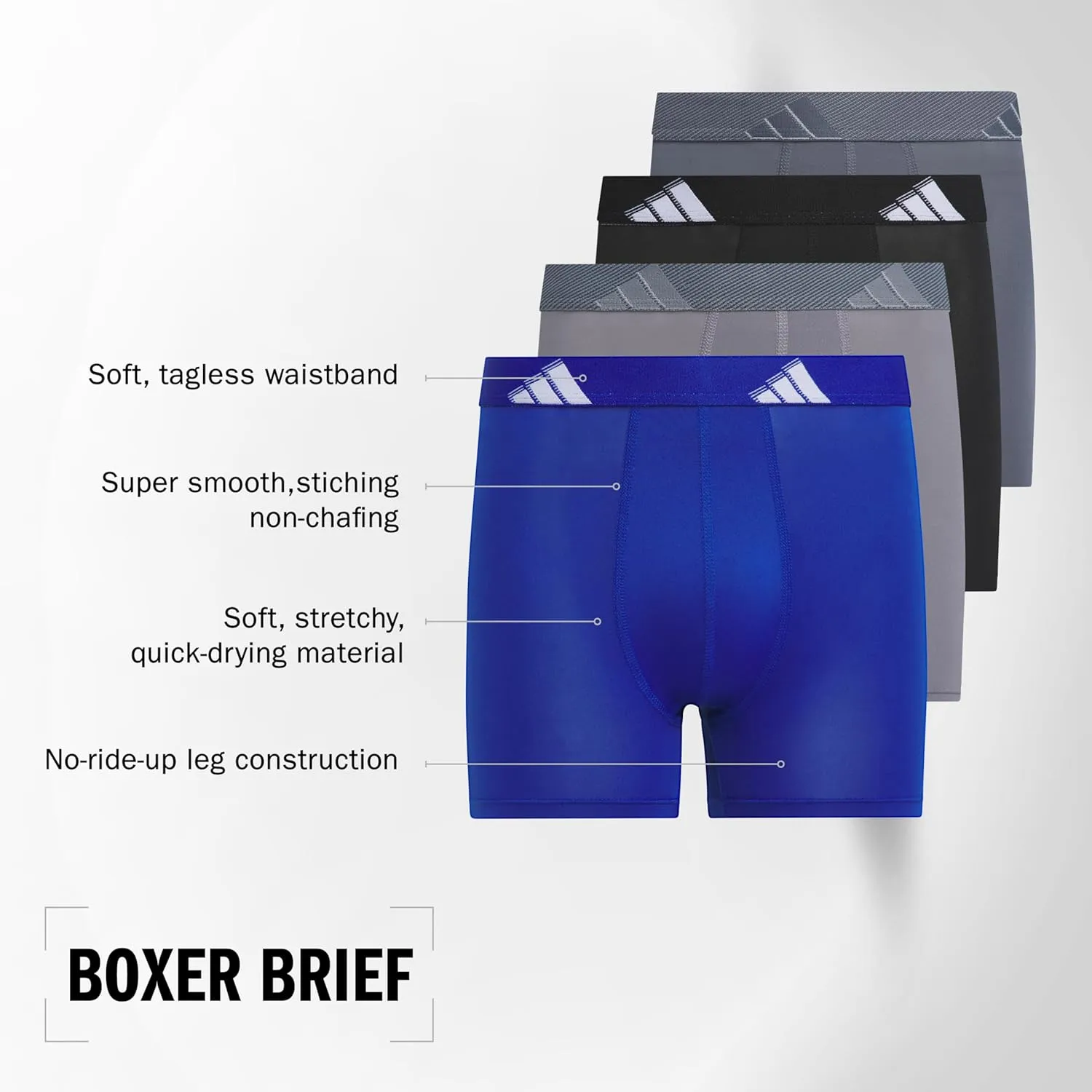adidas Boys' Athletic Fit Microfiber Boxer Brief Underwear (4-Pack) Designed for Active Sport and All Day Comfort