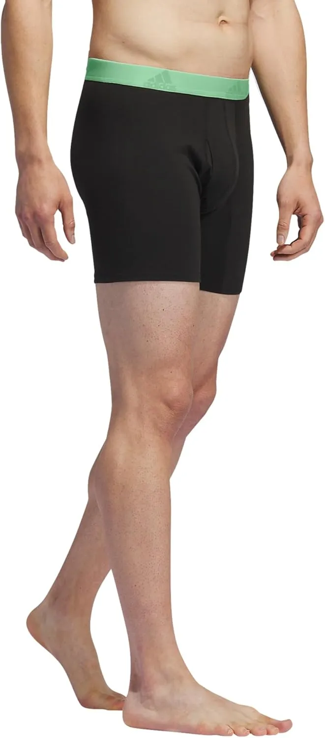 adidas Men's Performance Stretch Cotton Boxer Briefs 3-Pack, Soft Underwear, Superior Comfort