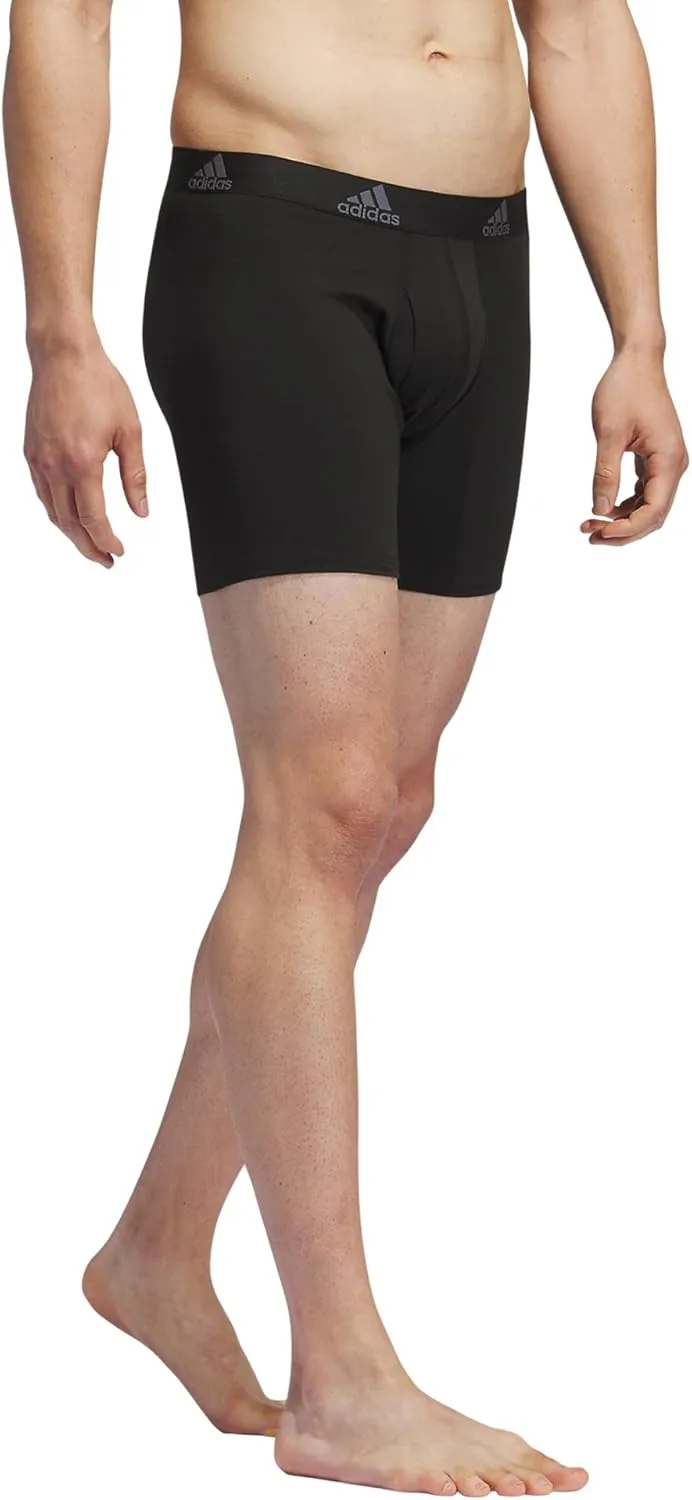 adidas Men's Performance Stretch Cotton Boxer Briefs 3-Pack, Soft Underwear, Superior Comfort