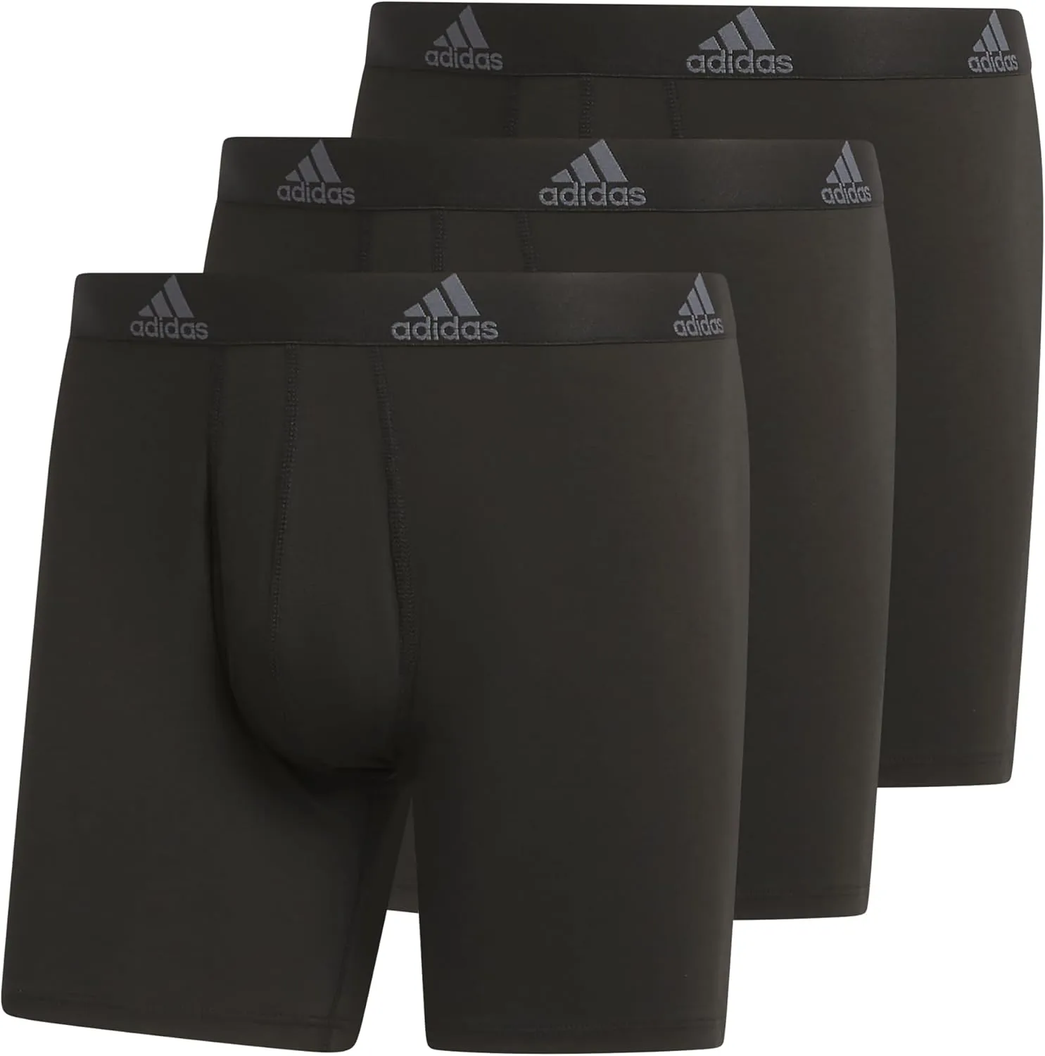 adidas Men's Performance Stretch Cotton Boxer Briefs 3-Pack, Soft Underwear, Superior Comfort