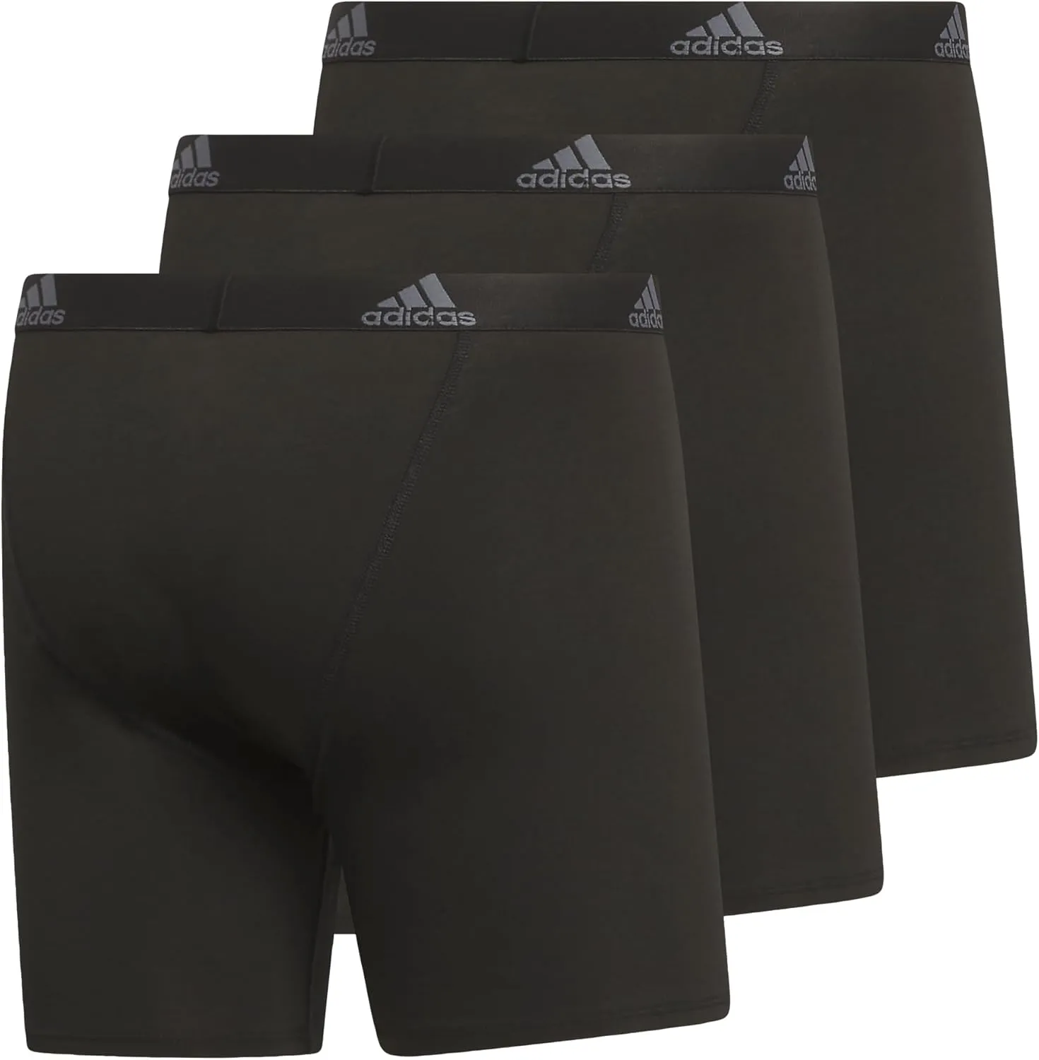 adidas Men's Performance Stretch Cotton Boxer Briefs 3-Pack, Soft Underwear, Superior Comfort