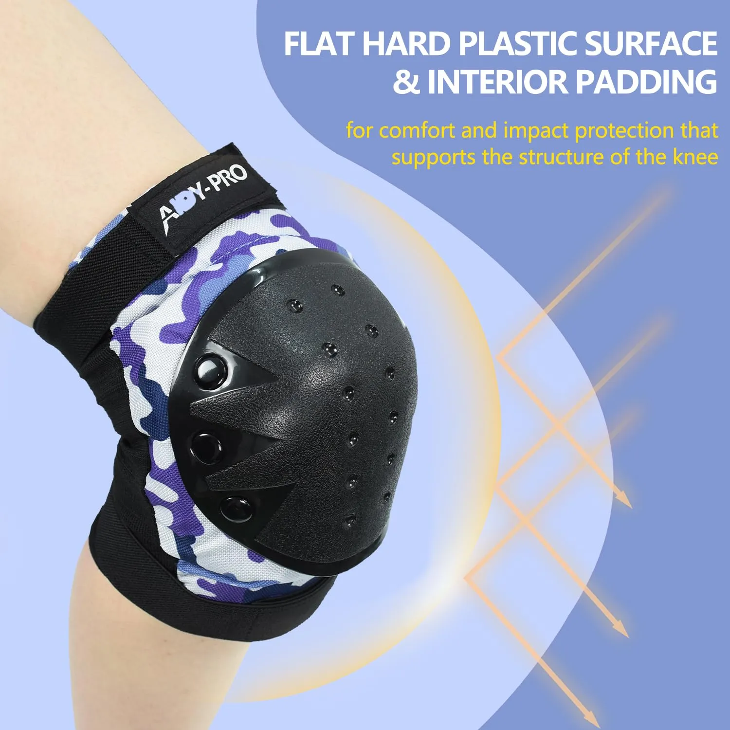 Adult Knee Pads and Elbow Pads Set Skateboard Protective Gear, Skateboard Wrist Guards Adult for Roller Skating Skateboarding Biking Blue