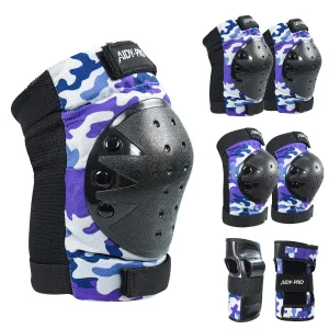Adult Knee Pads and Elbow Pads Set Skateboard Protective Gear, Skateboard Wrist Guards Adult for Roller Skating Skateboarding Biking Blue