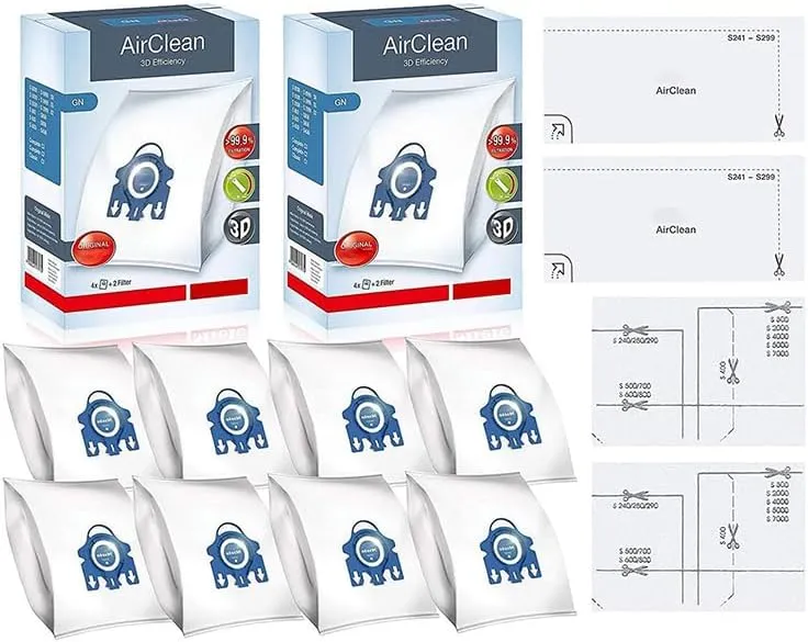 AirCIean 3D Efficiency Vacuum CIeaner Bags - 2 Boxes - Includes 8 Genuine AircIean GN Bags   2 Genuine Super Air CIean FiIter   2 Genuine Pre-Motor Protection FiIters