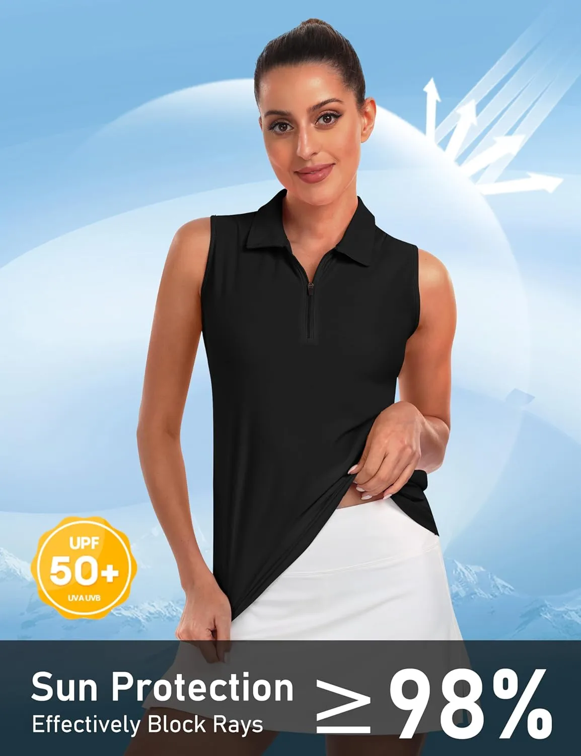 AIRIKE Golf Polo Shirts for Women Sleeveless Summer Sports Athletic Fashionable Workwear-Quick Dry Womens Tank Tops