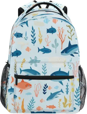 ALAZA Coral Reef Fish Backpack Daypack School Bag Travel Shoulder Bag for Students Boys Girls