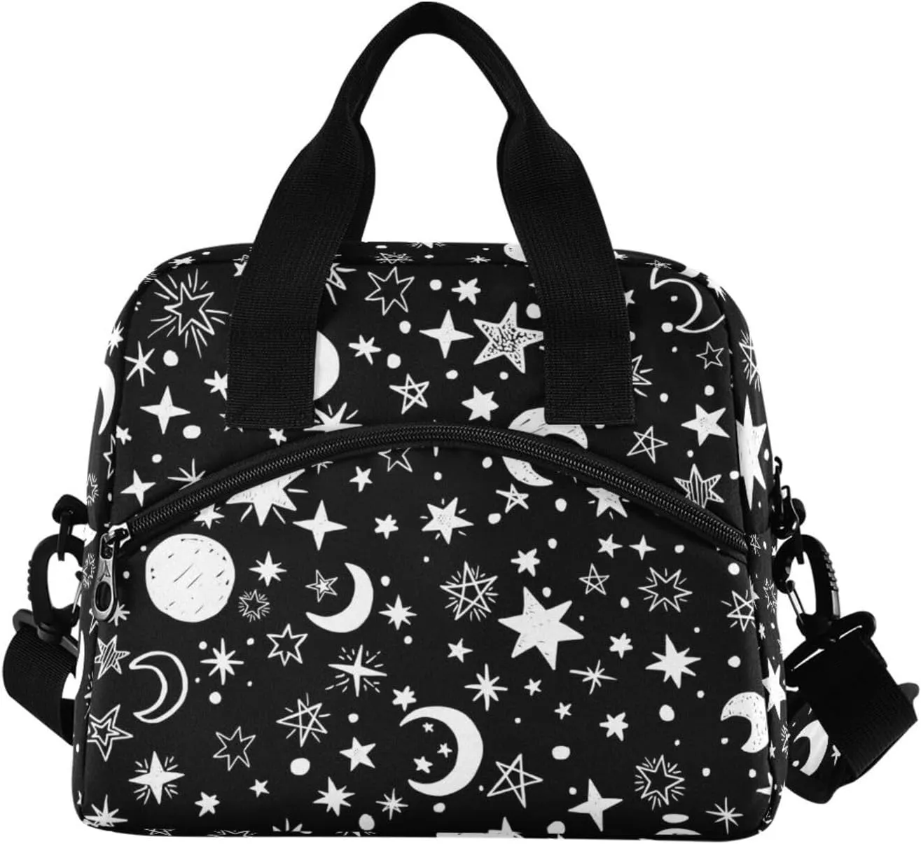 ALAZA Lunch Bag Cooler Tote Bag Insulated large Moon and Stars School Work Portable Adjustable Shoulder Strap