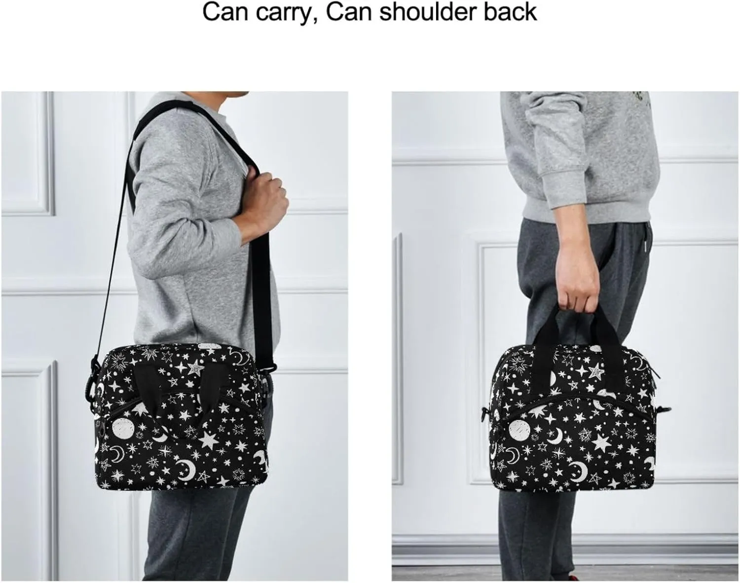 ALAZA Lunch Bag Cooler Tote Bag Insulated large Moon and Stars School Work Portable Adjustable Shoulder Strap