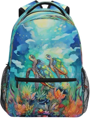 ALAZA Ocean Coral Reef Sea Turtle Backpack Daypack College School Travel Shoulder Bag