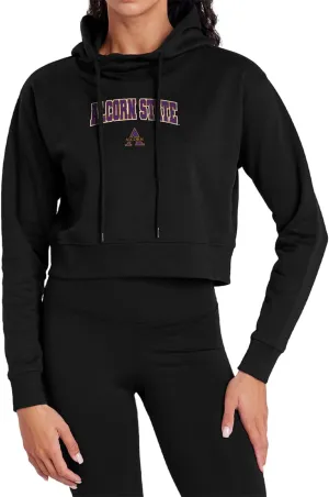 Alcorn State University Arch Logo Black Women's Cropped Hoodie Pullover Sweatshirt