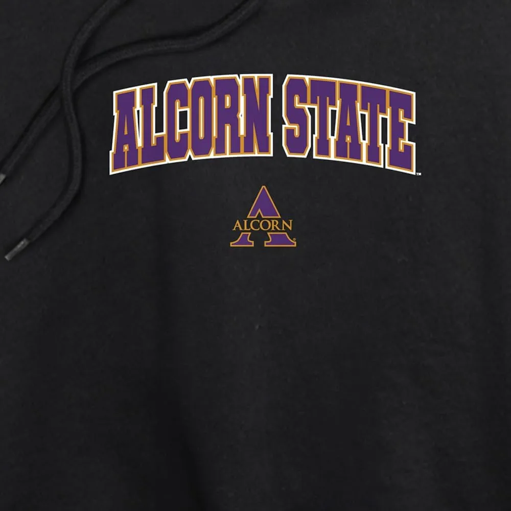 Alcorn State University Arch Logo Black Women's Cropped Hoodie Pullover Sweatshirt