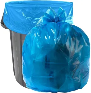 Aluf Plastics 40-45 Gallon 1.2 (Equivalent) MIL Blue Trash Garbage Recycling Bags - 33" x 46" - Pack of 100 - For Industrial, Home, Contractor